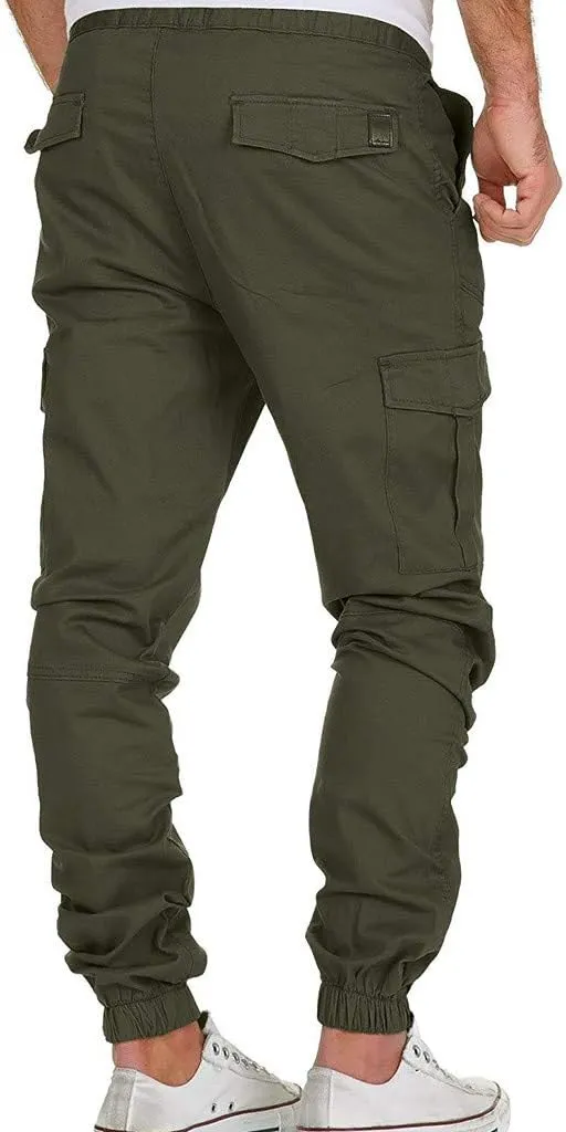 Cargo Pants for Men Relaxed Fit Workwear Casual Cargo Pull On Pants Men's Joggers Pants Athletic Mens Cotton Linen