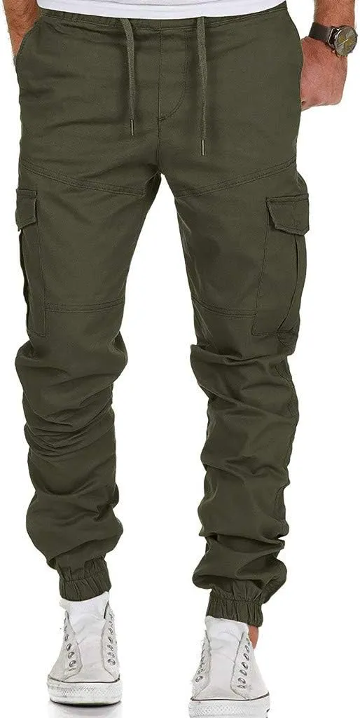 Cargo Pants for Men Relaxed Fit Workwear Casual Cargo Pull On Pants Men's Joggers Pants Athletic Mens Cotton Linen