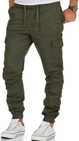 Cargo Pants for Men Relaxed Fit Workwear Casual Cargo Pull On Pants Men's Joggers Pants Athletic Mens Cotton Linen