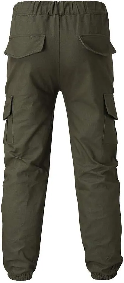 Cargo Pants for Men Relaxed Fit Workwear Casual Cargo Pull On Pants Men's Joggers Pants Athletic Mens Cotton Linen