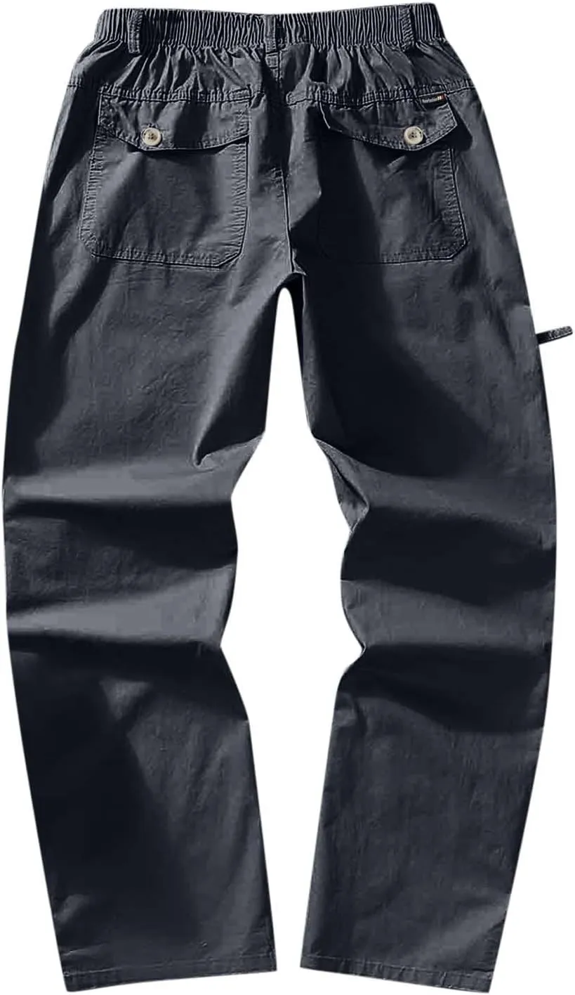 Cargo Pants for Men,Solid Long Pants Sweatpants Outdoor Multiple Pockets Pants Straight Type Fitness Trousers