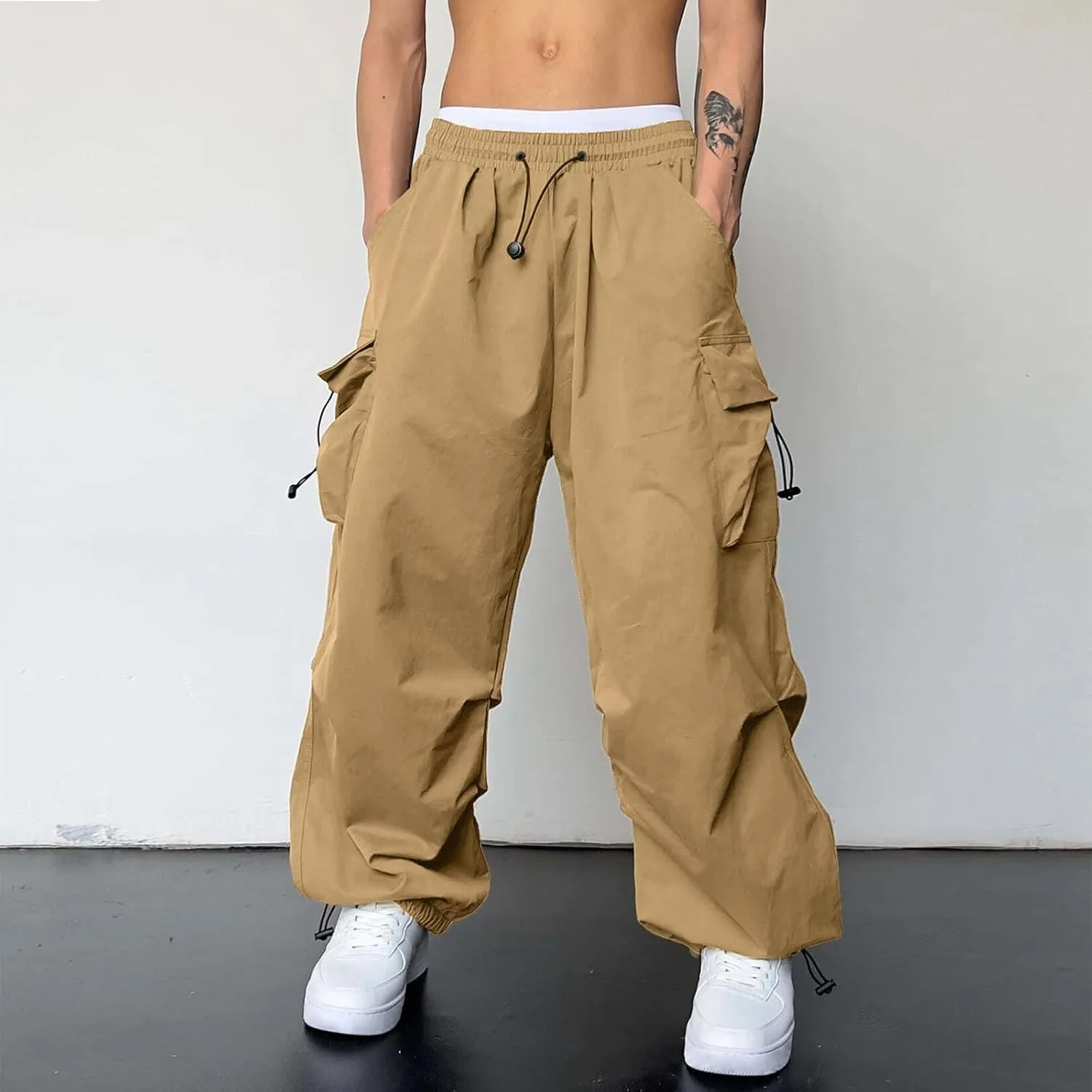 Cargo Pants Men Loose Fit Casual Joggers Elasticated Waist Cargo Work Combat Pant Multi Pockets