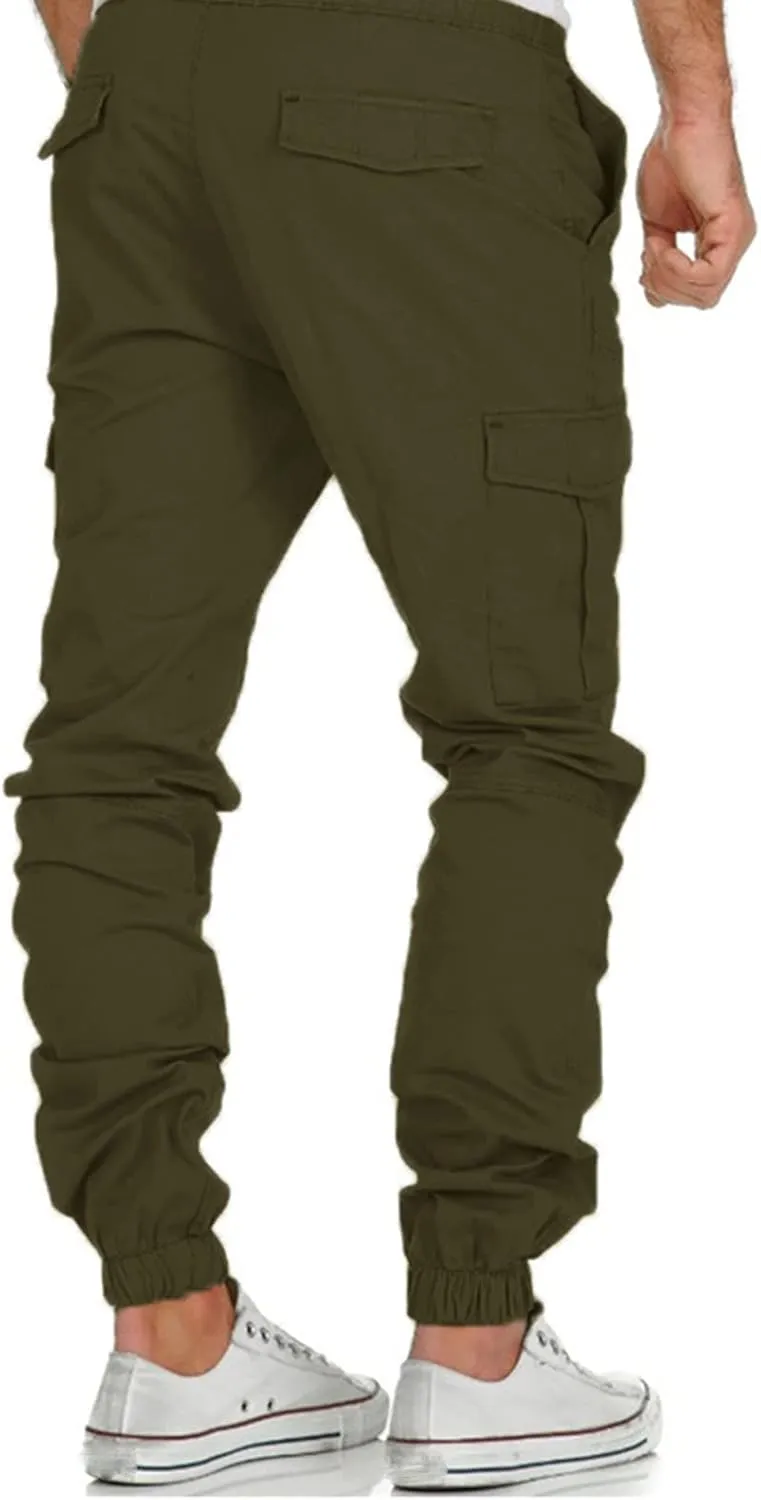 Cargo Sweatpants for Men Big and Tall Trousers Pockets Sweatpants Workout Sports Pant Men's Cargo Pants Elastic Waist