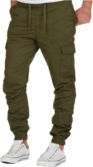 Cargo Sweatpants for Men Big and Tall Trousers Pockets Sweatpants Workout Sports Pant Men's Cargo Pants Elastic Waist