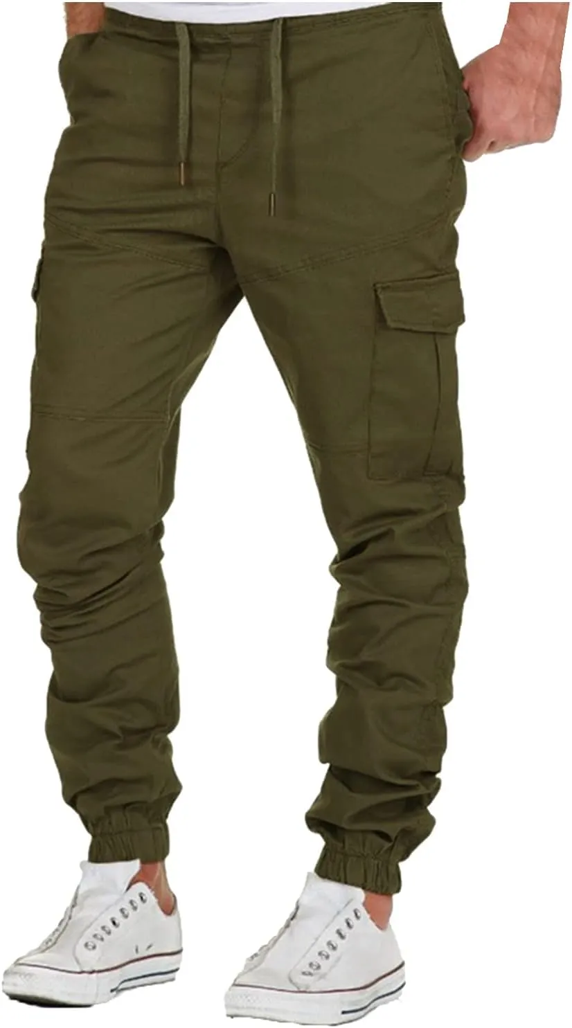 Cargo Sweatpants for Men Big and Tall Trousers Pockets Sweatpants Workout Sports Pant Men's Cargo Pants Elastic Waist