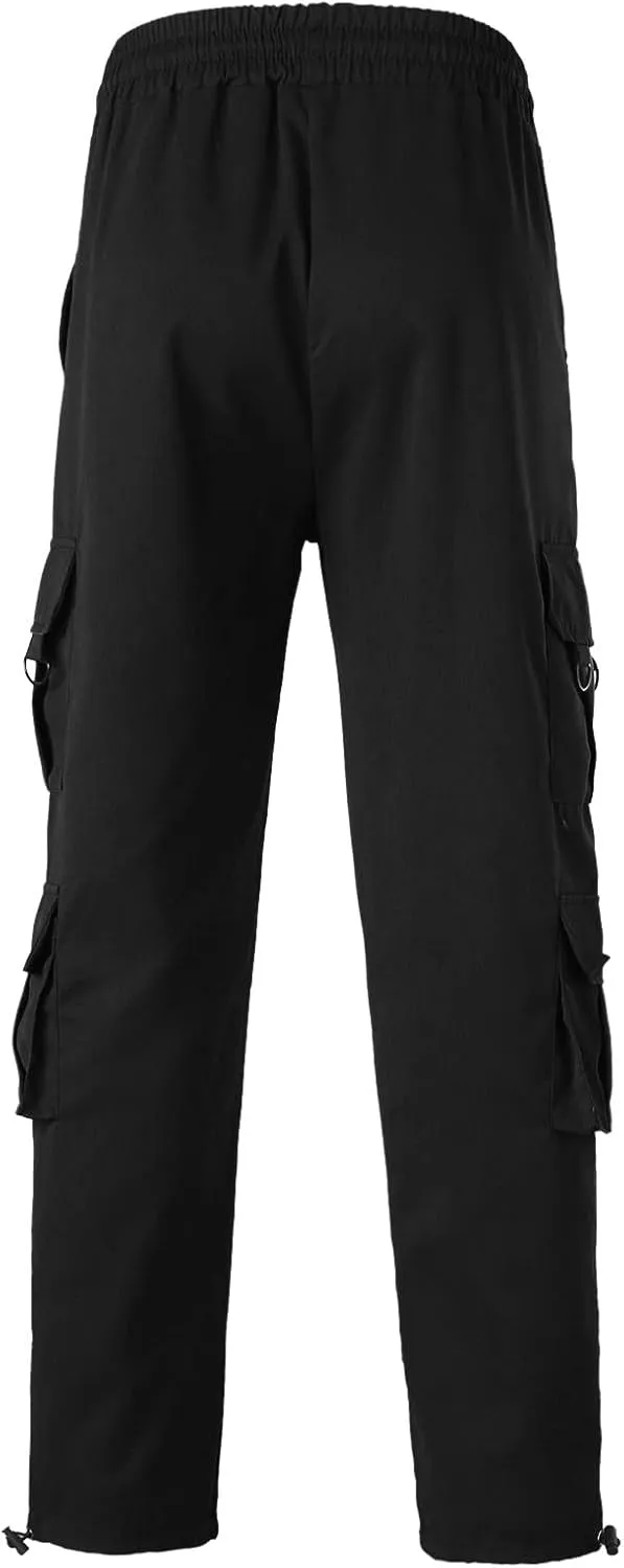 Cargo Trousers for Men Heavyweight Fleece Cargo Sweatpants Elastic Waist Joggers Baggy Drawstring Sweat Pants with