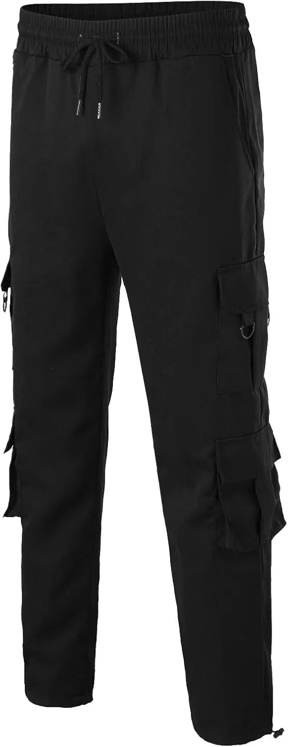 Cargo Trousers for Men Heavyweight Fleece Cargo Sweatpants Elastic Waist Joggers Baggy Drawstring Sweat Pants with