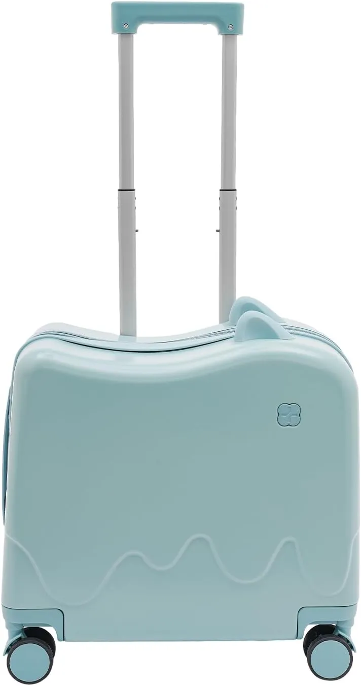 Carry On Luggage Case, 18 Inch Rolling Travel Luggage with Lock Small Ride-on Suitcase with Wheels Cute Lightweight for Short Travel (Sky Blue)