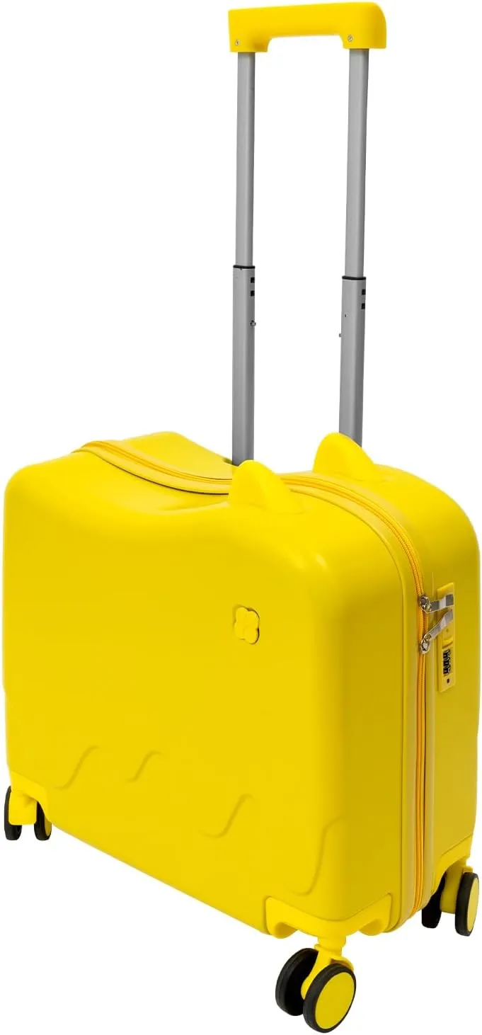Carry On Luggage Case, 18 Inch Rolling Travel Luggage with Lock Small Ride-on Suitcase with Wheels Cute Lightweight for Short Travel (Yellow)