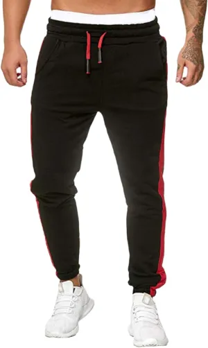 Chinos Pants Men Mid Waist Sweatpants Straight Leg Trousers Classic Workout Joggers Lounge Pants Slacks with Pockets