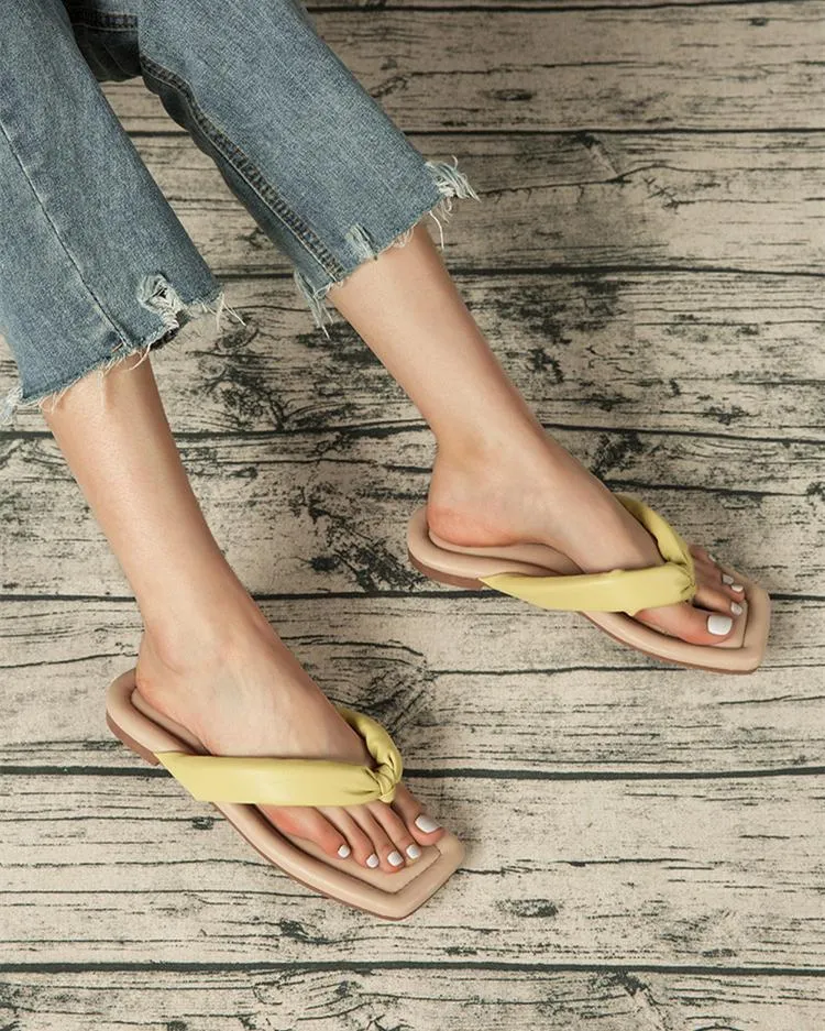 Comfort Flat Flip Flops - Mustard Yellow
