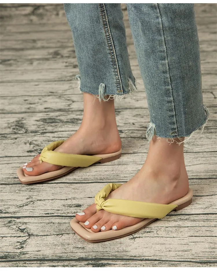 Comfort Flat Flip Flops - Mustard Yellow