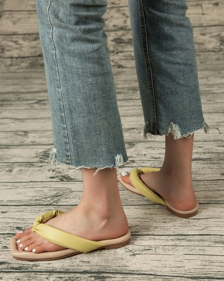 Comfort Flat Flip Flops - Mustard Yellow