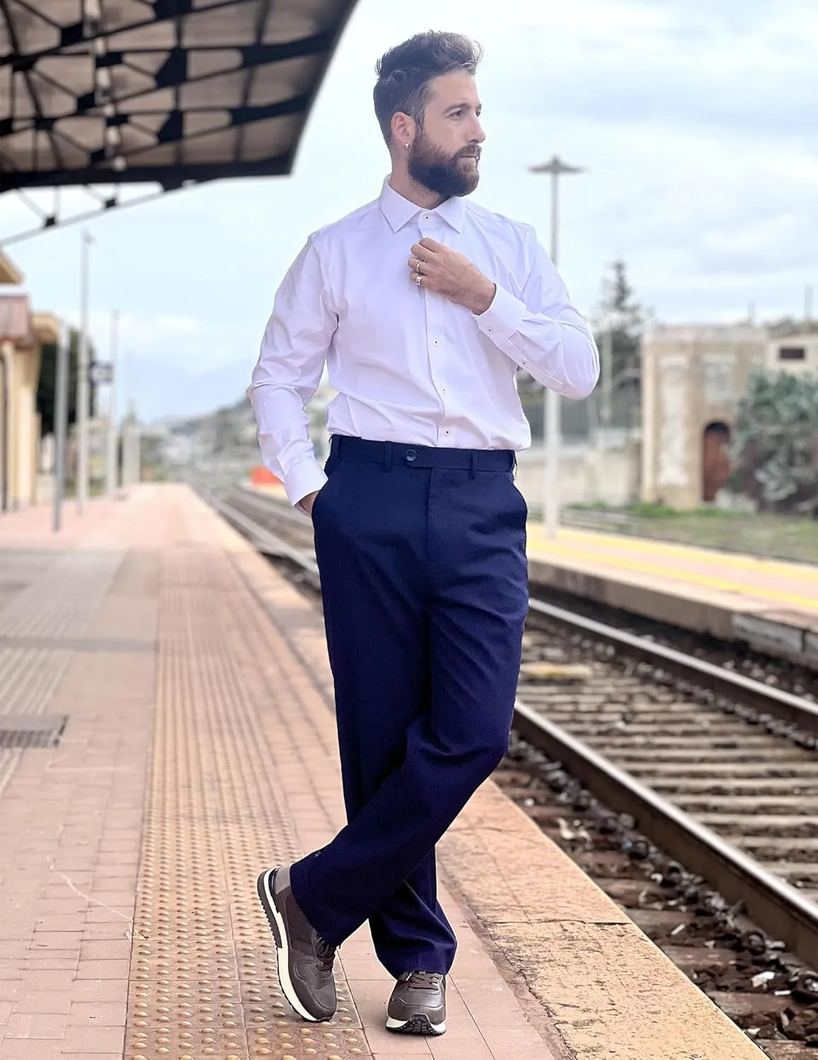 COOFANDY Men Linen Dress Pants Classic Fit Suit Pants Lightweight Wrinkle Free Casual Trousers