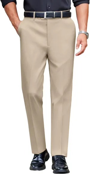 COOFANDY Mens Classic Casual Dress Pants Expandable Waist Suit Pant Slim Fit Flat Front Slacks