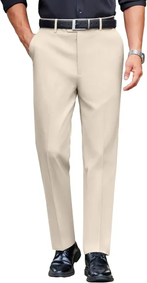 COOFANDY Mens Classic Casual Dress Pants Expandable Waist Suit Pant Slim Fit Flat Front Slacks