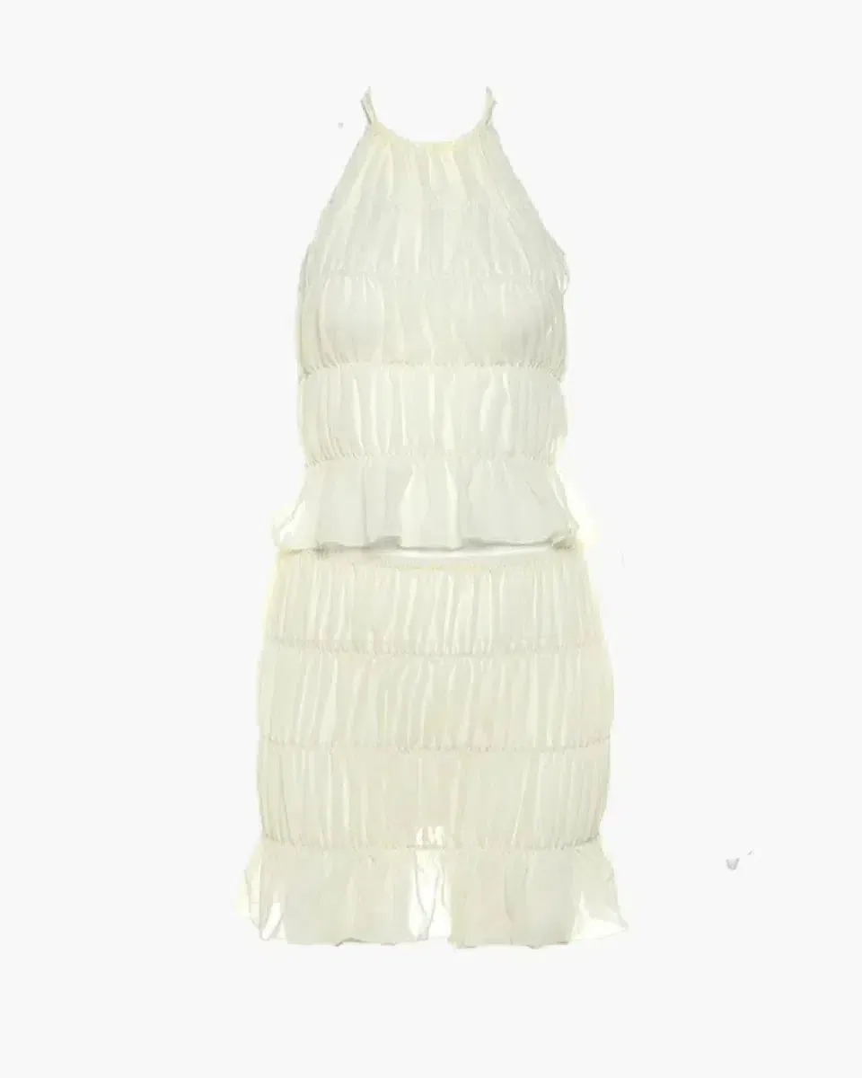 Coralie – Ruched halter top & skirt set – Breezy elegance