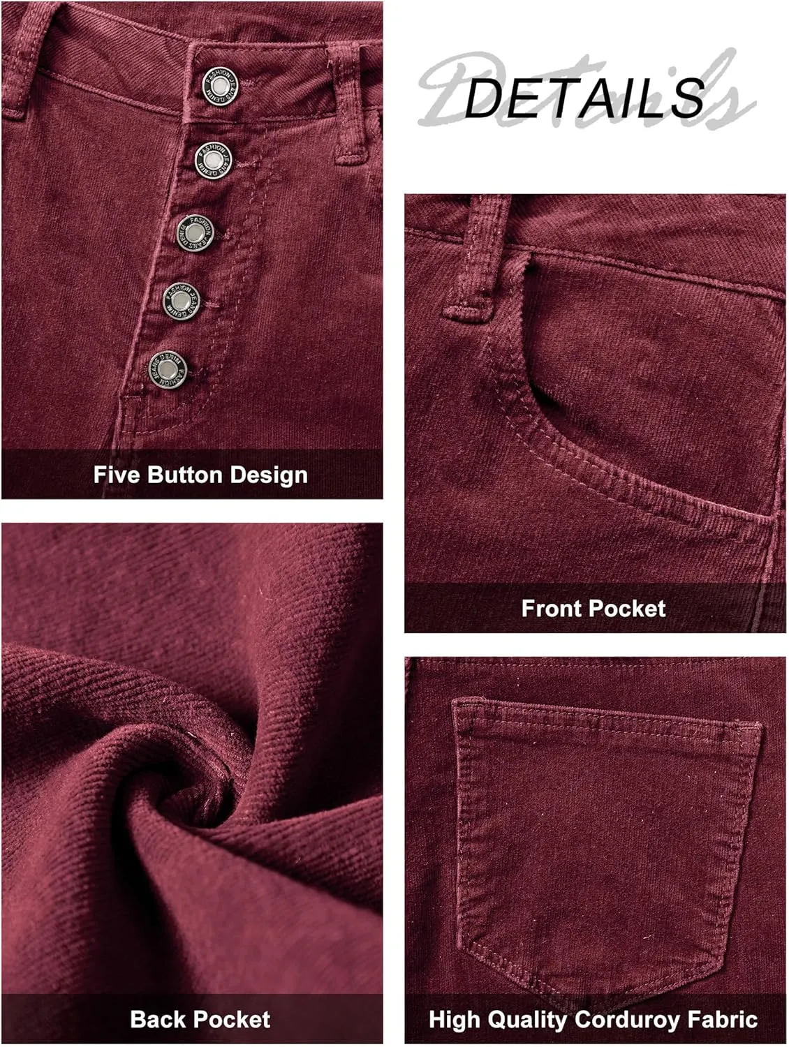 Corduroy High Waist Flare Pants - Women's Trendy Baggy Bell Bottom Wide Leg Trousers