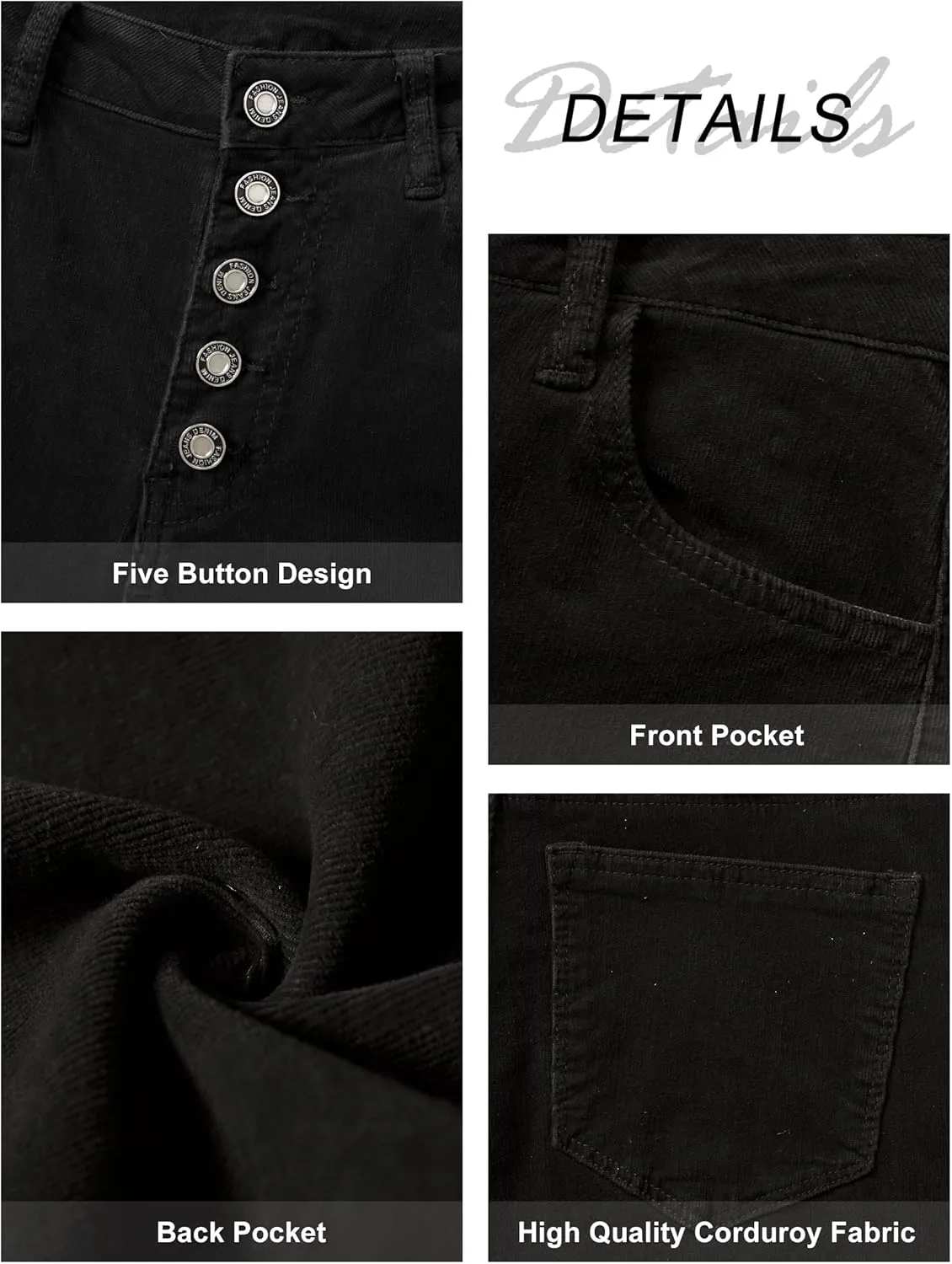 Corduroy High Waist Flare Pants - Women's Trendy Baggy Bell Bottom Wide Leg Trousers