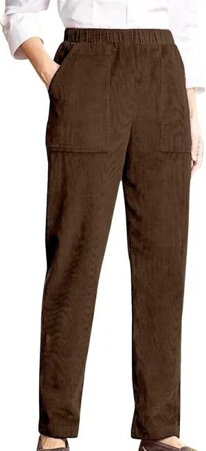 Corduroy Pants Women Fall Elastic High Waist Straight Wide Leg Pants Fall Winter Lounge Trousers with Pockets