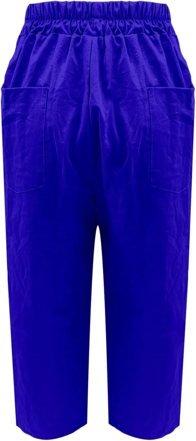 Cotton Linen Pants for Womens Elastic Waist Straight Leg Trousers 2025 Summer Loose Fir Comfy Hiking Jogger Sweatpant