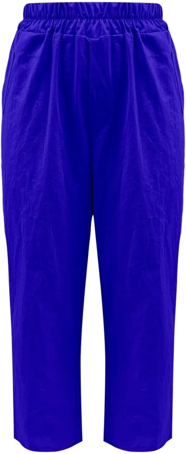 Cotton Linen Pants for Womens Elastic Waist Straight Leg Trousers 2025 Summer Loose Fir Comfy Hiking Jogger Sweatpant