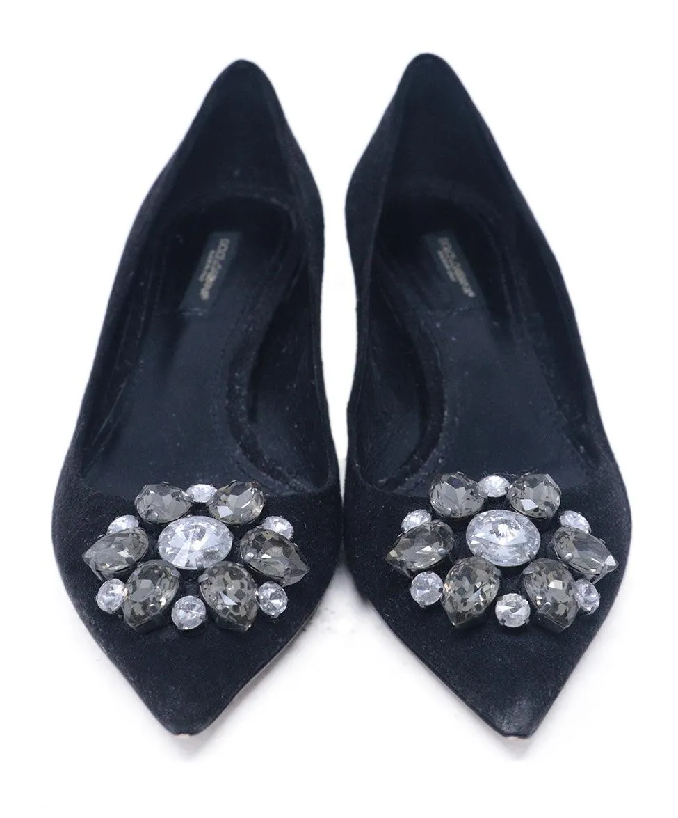 Dolce & Gabbana Black Suede Rhinestone Heels sz 8