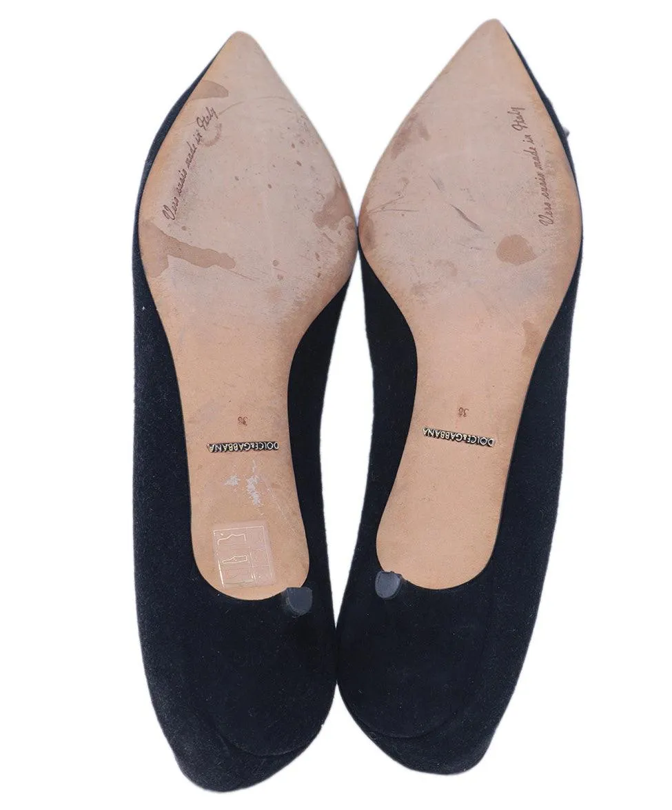 Dolce & Gabbana Black Suede Rhinestone Heels sz 8