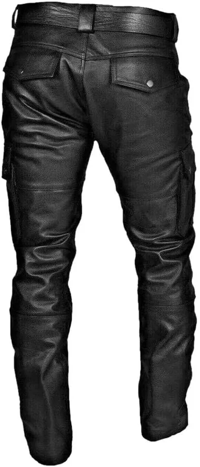 evzosrz Men's Faux Leather Pants Motorcycle Slim Fit Goth Steampunk Pants Sports Street Fall Winter Fashion Trousers