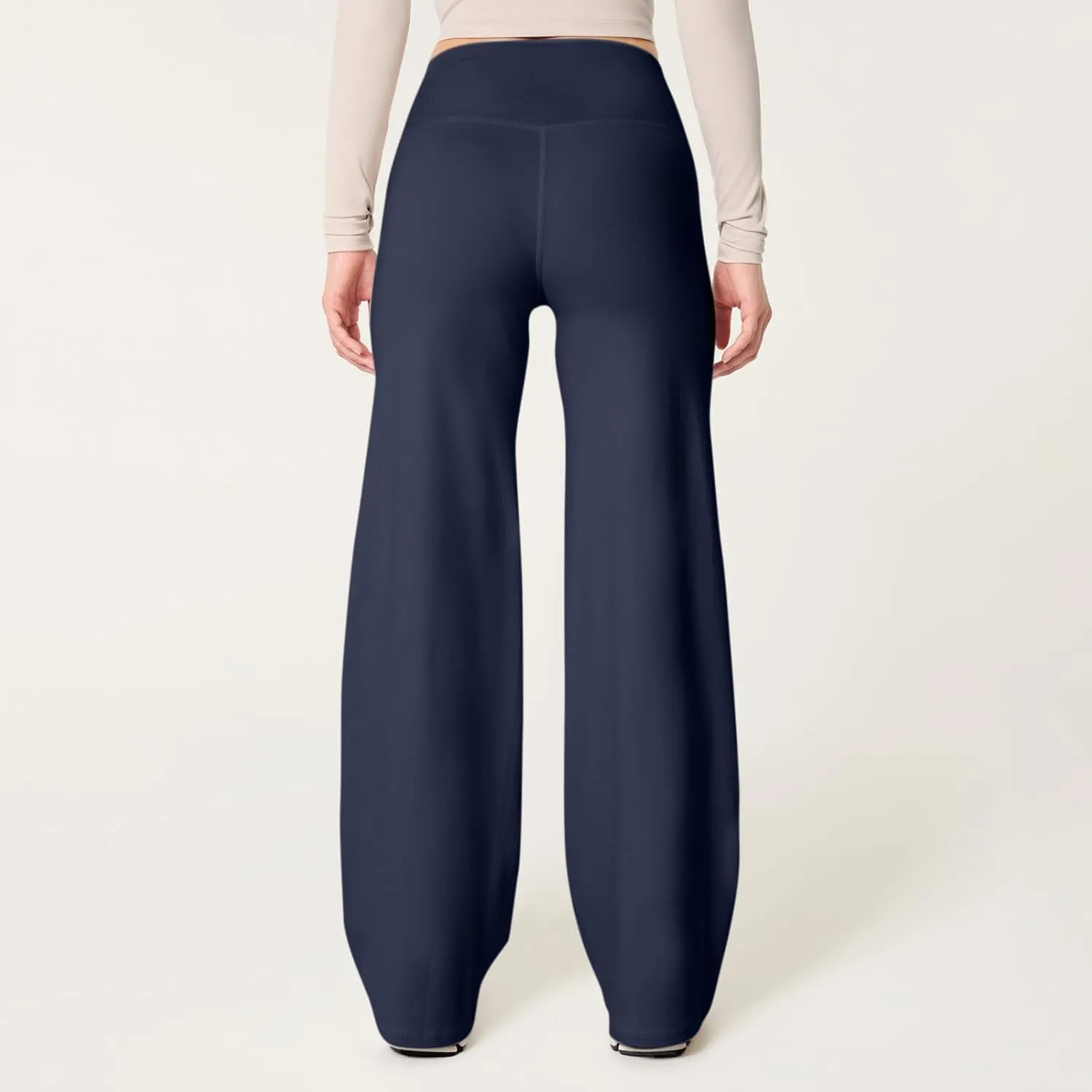 fanmpghleoo Wide Leg Yoga Pants for Women High Waisted Pull On Stretchy Work Pants Business Casual Athletic Trousers Pants