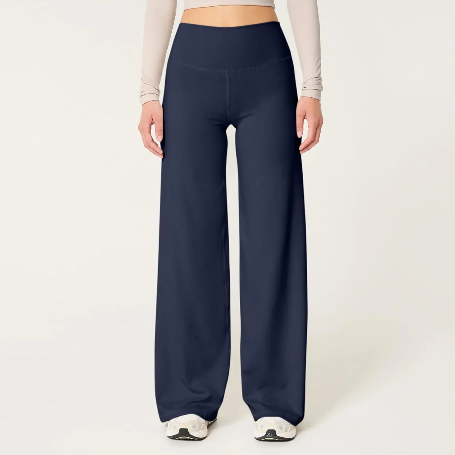 fanmpghleoo Wide Leg Yoga Pants for Women High Waisted Pull On Stretchy Work Pants Business Casual Athletic Trousers Pants