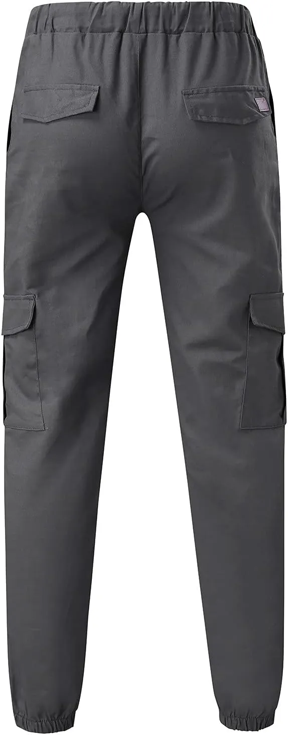 Fashion Cargo Sweatpants for Men Big and Tall Slim Fit Pencil Tapered Trousers Drawstring Stretch Comfy Jogger Sweat Pants