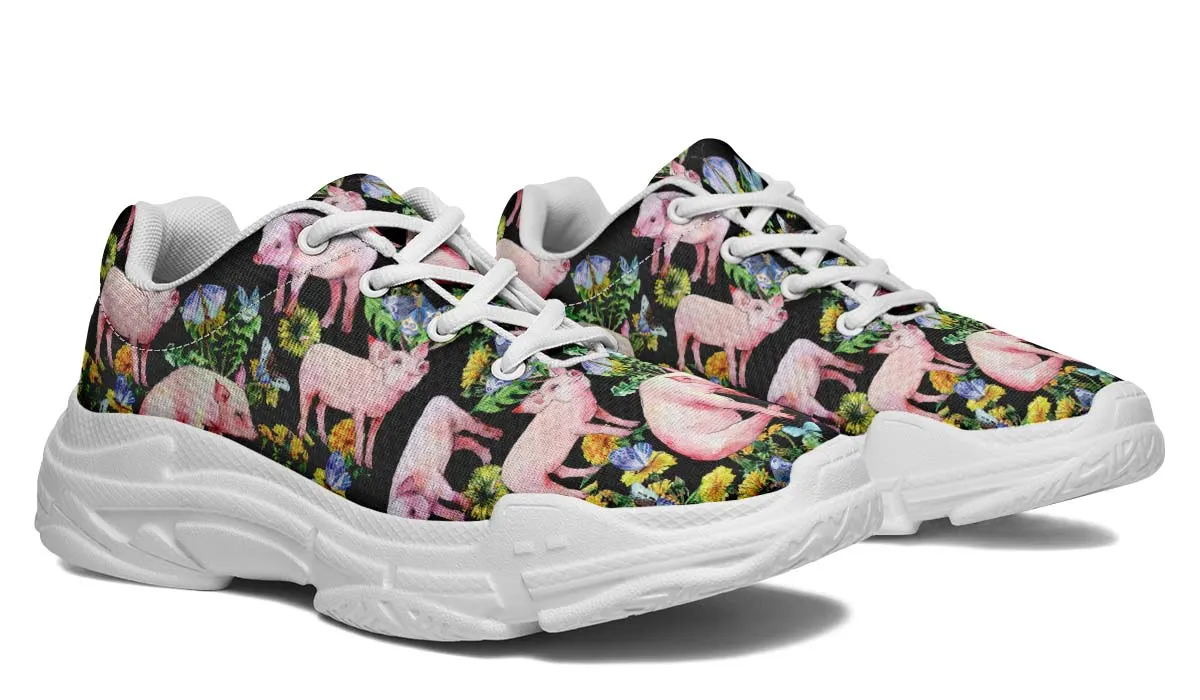 Floral Pig Chunky Sneakers