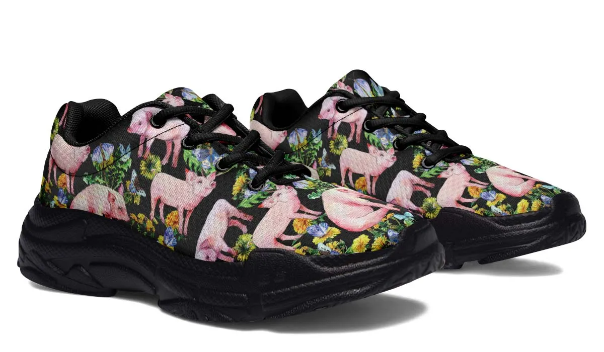 Floral Pig Chunky Sneakers