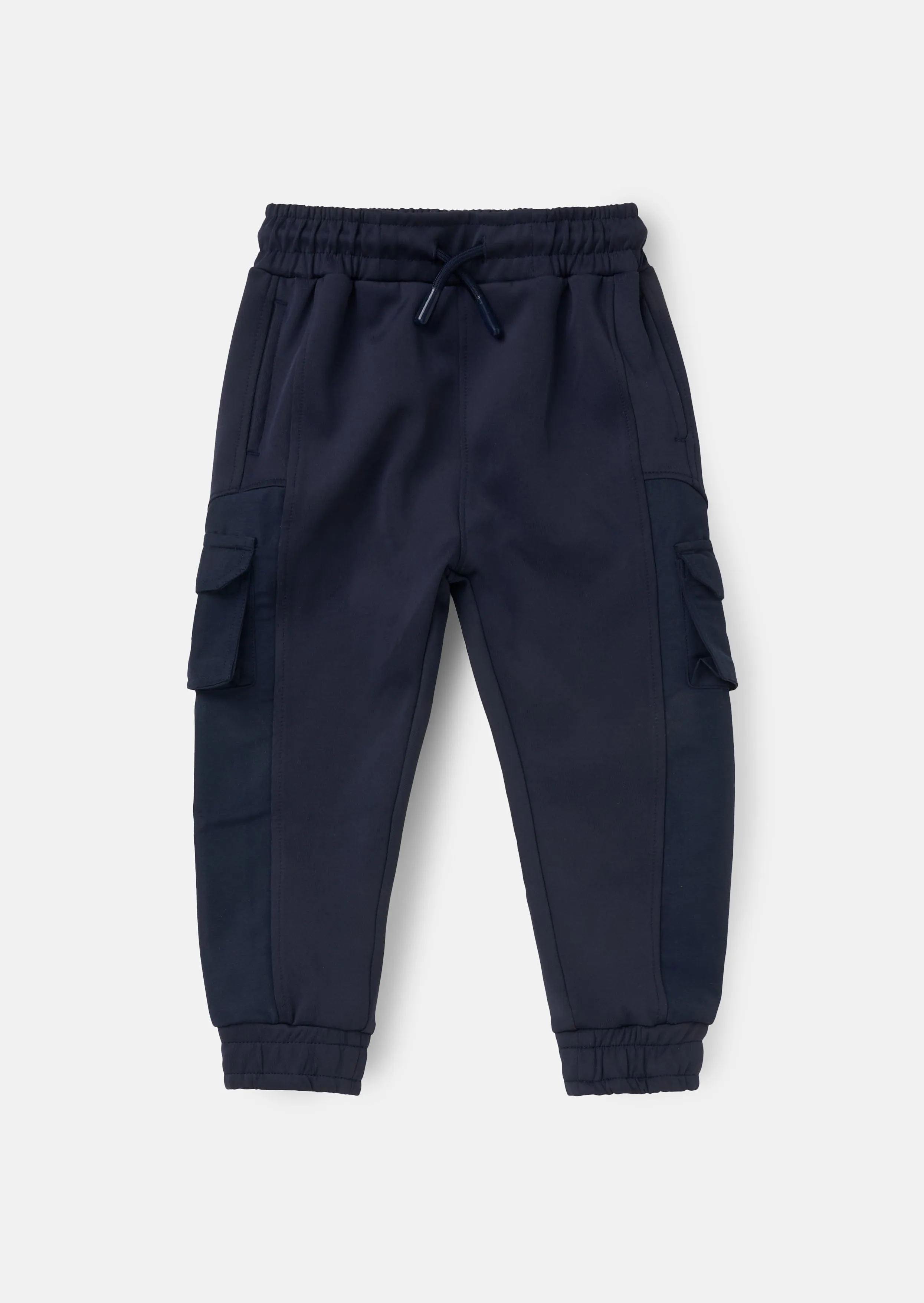 Frank Navy Panelled Mix Fabric Joggers