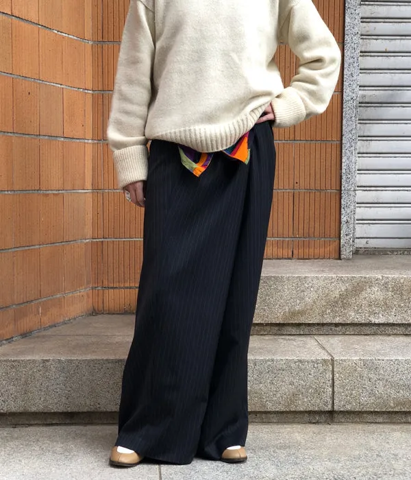 FUMIKA_UCHIDA/Thin 2Types Pinstriped/SIDE-FRONT SLACKS(THIN stripes/WHT line)