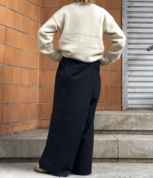 FUMIKA_UCHIDA/Thin 2Types Pinstriped/SIDE-FRONT SLACKS(THIN stripes/WHT line)
