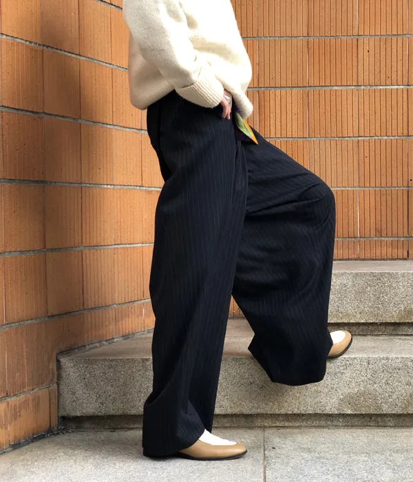 FUMIKA_UCHIDA/Thin 2Types Pinstriped/SIDE-FRONT SLACKS(THIN stripes/WHT line)