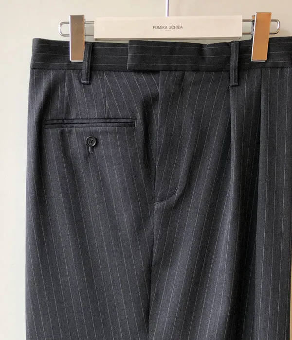 FUMIKA_UCHIDA/Thin 2Types Pinstriped/SIDE-FRONT SLACKS(THIN stripes/WHT line)