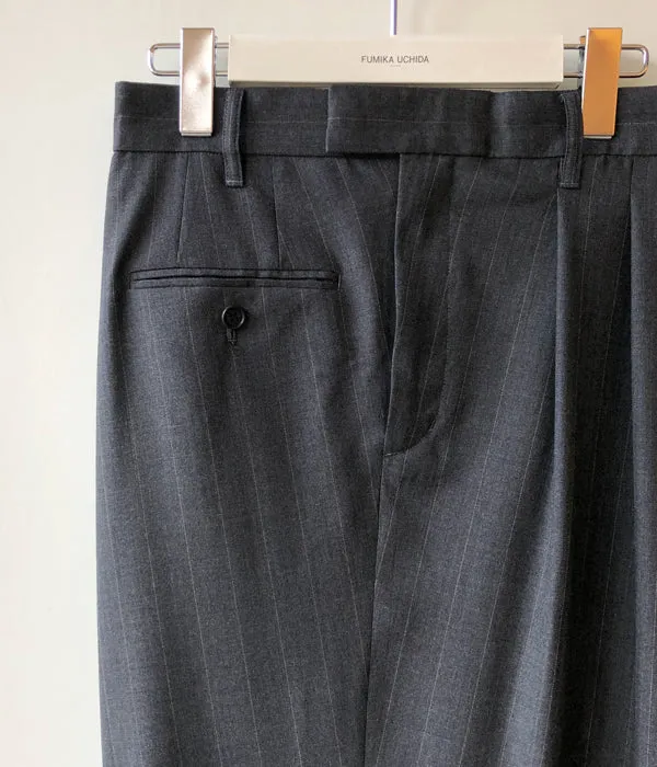 FUMIKA_UCHIDA/Thin 2Types Pinstriped/SIDE-FRONT SLACKS(WIDE stripes/WHTBLUE line)