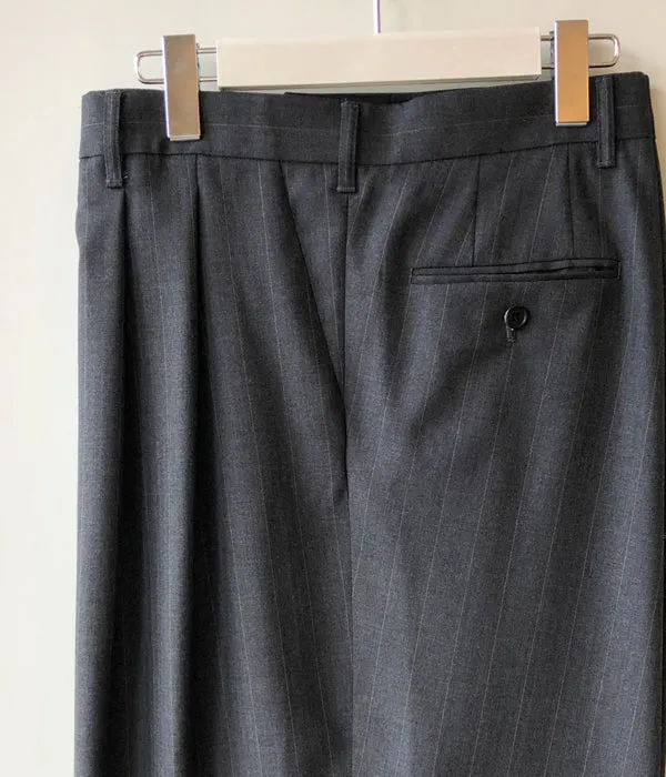 FUMIKA_UCHIDA/Thin 2Types Pinstriped/SIDE-FRONT SLACKS(WIDE stripes/WHTBLUE line)