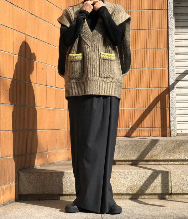 FUMIKA_UCHIDA/Thin 2Types Pinstriped/SIDE-FRONT SLACKS(WIDE stripes/WHTBLUE line)