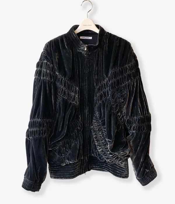 FUMIKA_UCHIDA/VELVET GATHERED BLOUSON(GOOSEGREY/size36)