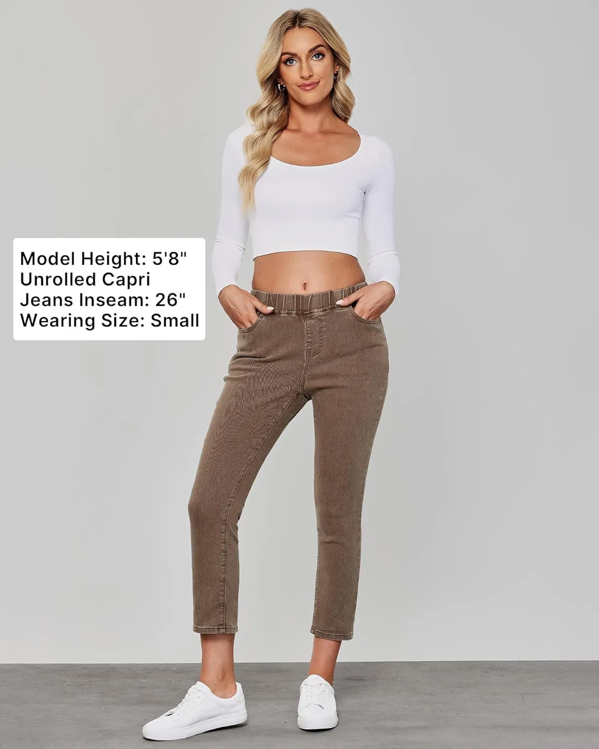 GRAPENT Pull On Jeans for Women High Waisted Skinny Capri Pants Trendy Stretch Denim Cropped Jeans Crop Jeggings Capris