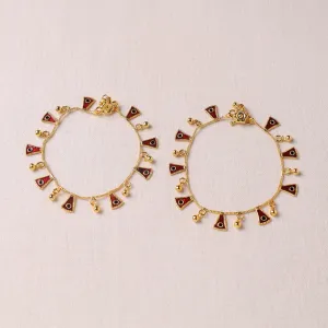 Handcrafted Paka Meenakri Anklets