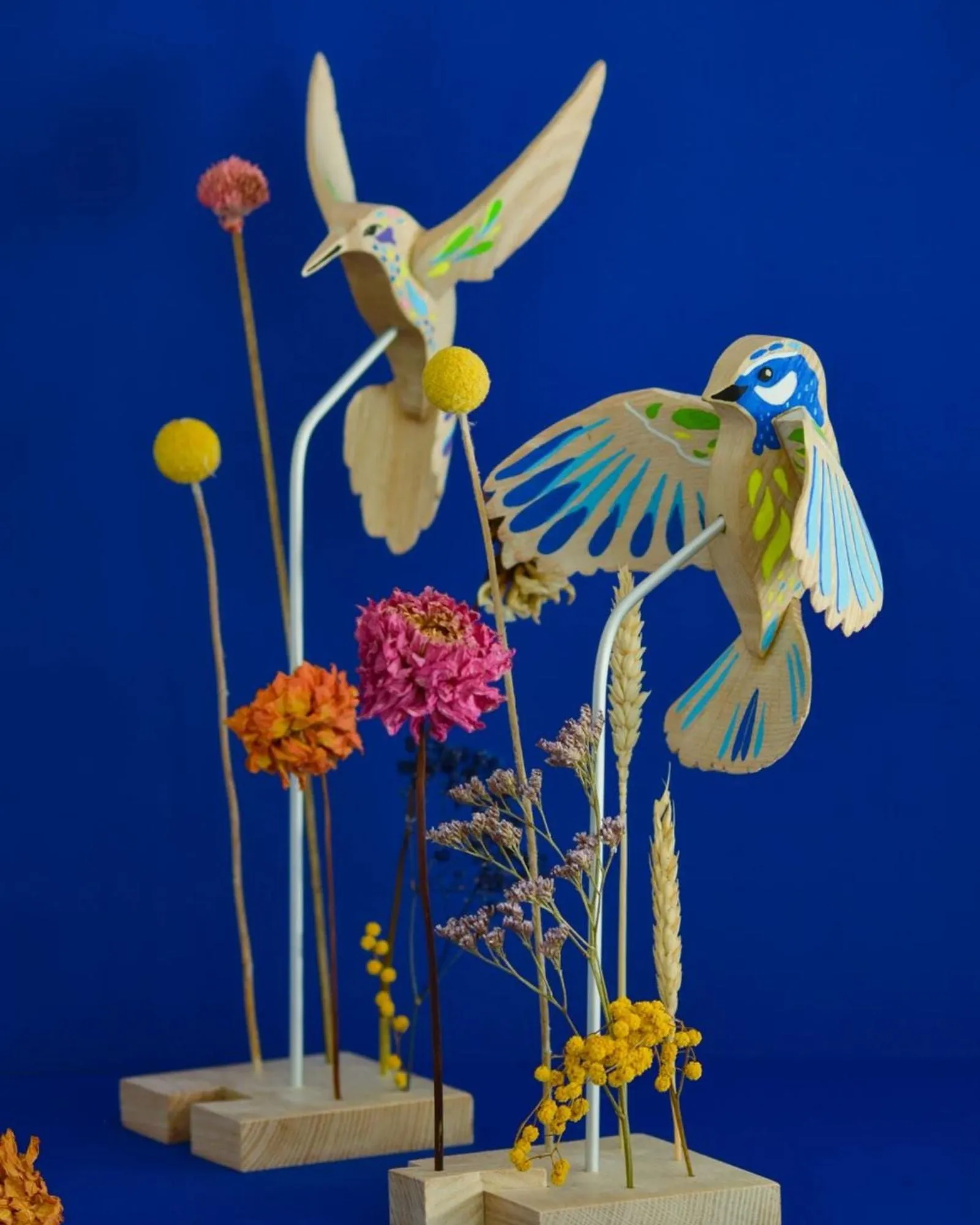 Handcrafted Tit Bird Sculpture  | Multicolour