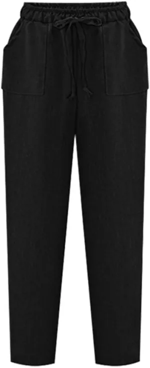 Harem Pants Summer Trousers Women Loose High Waist Casual Pants Plus Size Elastic Waist Ankle-Length Pants