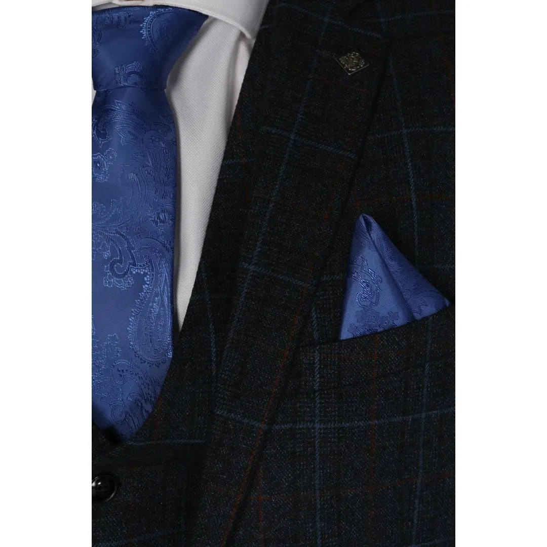 Harvey - Men's Navy Check Blazer Wedding Prom
