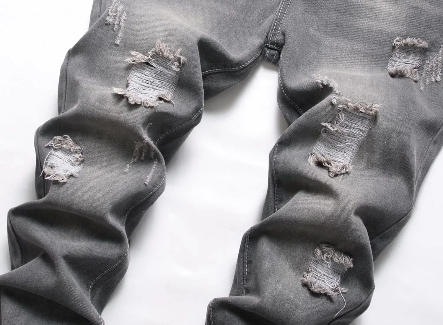 HENGAO Boy's Distressed Ripped Skinny Jeans