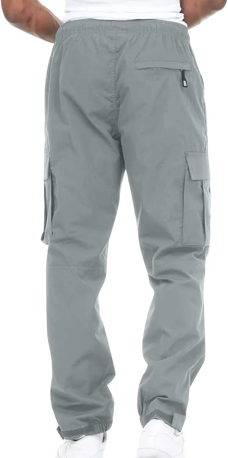Hiking Cargo Pants for Men Casual Loose Straight Leg Joggers Lightweight Cotton Cargo Sweatpants